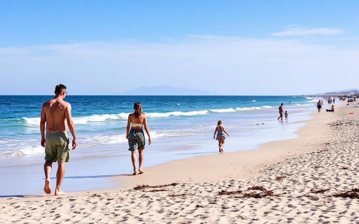 Spiaggia sabbiosa del Lido Burrone a Favignana con bagnanti e mare turchese